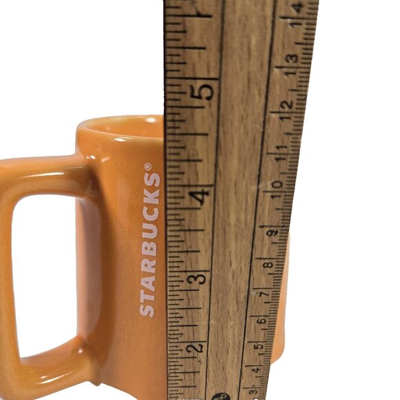 Starbucks 2022 Ceramic Orange Coffee Mug Set 14oz Modern Glazed Coffee Cups Pair - Picture 5 of 5